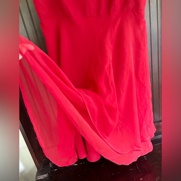 Y2K LORI ANN MONTREAL Babydoll Cherry Red Spaghetti Strap Tiered Slip Dress Sz L - Picture 8 of 15